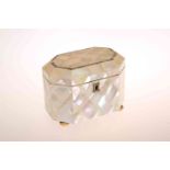 A MID VICTORIAN MOTHER-OF-PEARL TEA CADDY, of canted rectangular form,