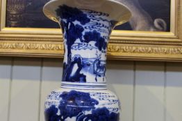 A LARGE CHINESE BLUE AND WHITE PORCELAIN YEN YEN VASE, painted with deer and cranes. 40.