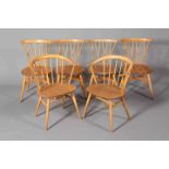 A SET OF FOUR VINTAGE ERCOL ELM CHAIRS AND A PAIR OF CHAIRS (6)