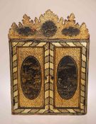 A CHINESE EXPORT LACQUER TABLE CABINET, 19th CENTURY, profusely decorated in black and gilt,