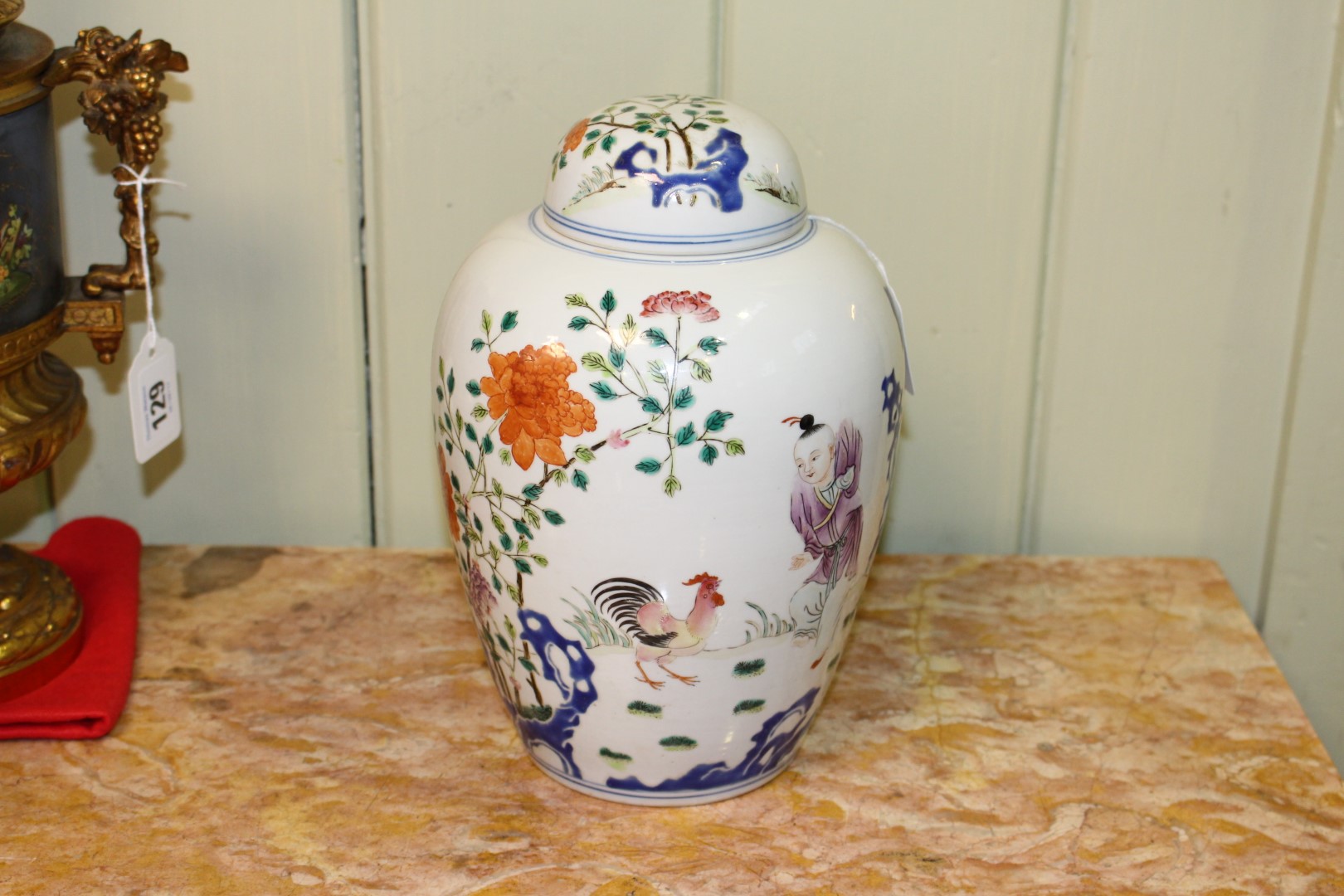 A CHINESE FAMILLE ROSE "CHICKEN" VASE AND COVER, - Image 9 of 9