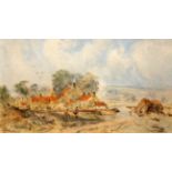 GEORGE WEATHERILL (1810-1890), EGTON VILLAGE, signed lower left, watercolour, framed. 11.