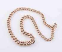 A 9 CARAT GOLD CURB LINK WATCH CHAIN. 44 grams, 40.