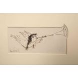 RONALD SEARLE (1920-2011), HEAVENLY SONG, SKETCH OF AN ANGEL, signed lower left, pen and ink,