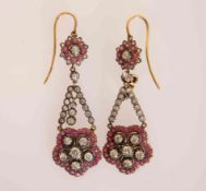 A PAIR OF RUBY AND DIAMOND EARRINGS,