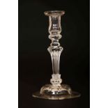 A GEORGE III GLASS CANDLESTICK, CIRCA 1760,