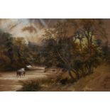 JAMES BURRELL SMITH (1822-1897), BULL IN A RIVER, signed and dated lower left, watercolour, framed,