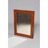 A 19TH CENTURY SATINWOOD INLAID MAHOGANY MIRROR,