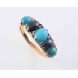 A TURQUOISE AND GOLD RING, circa 1880-1890,