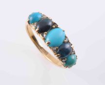 A TURQUOISE AND GOLD RING, circa 1880-1890,