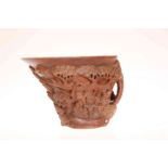 A CHINESE BAMBOO LIBATION CUP,