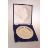 RACING INTEREST: A SILVER COMMEMORATIVE DISH, BRIGADIER GERARD, hallmarked for Comyns, London 1973,