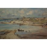THOMAS SWIFT HUTTON (1865-1935), CULLERCOATS LOOKING SOUTH, signed lower right, watercolour, framed,