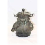 A CHINESE BRONZE VASE AND COVER IN THE ARCHAISTIC STYLE,