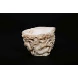 A GOOD QUALITY CHINESE IVORY LIBATION CUP, 19th CENTURY,