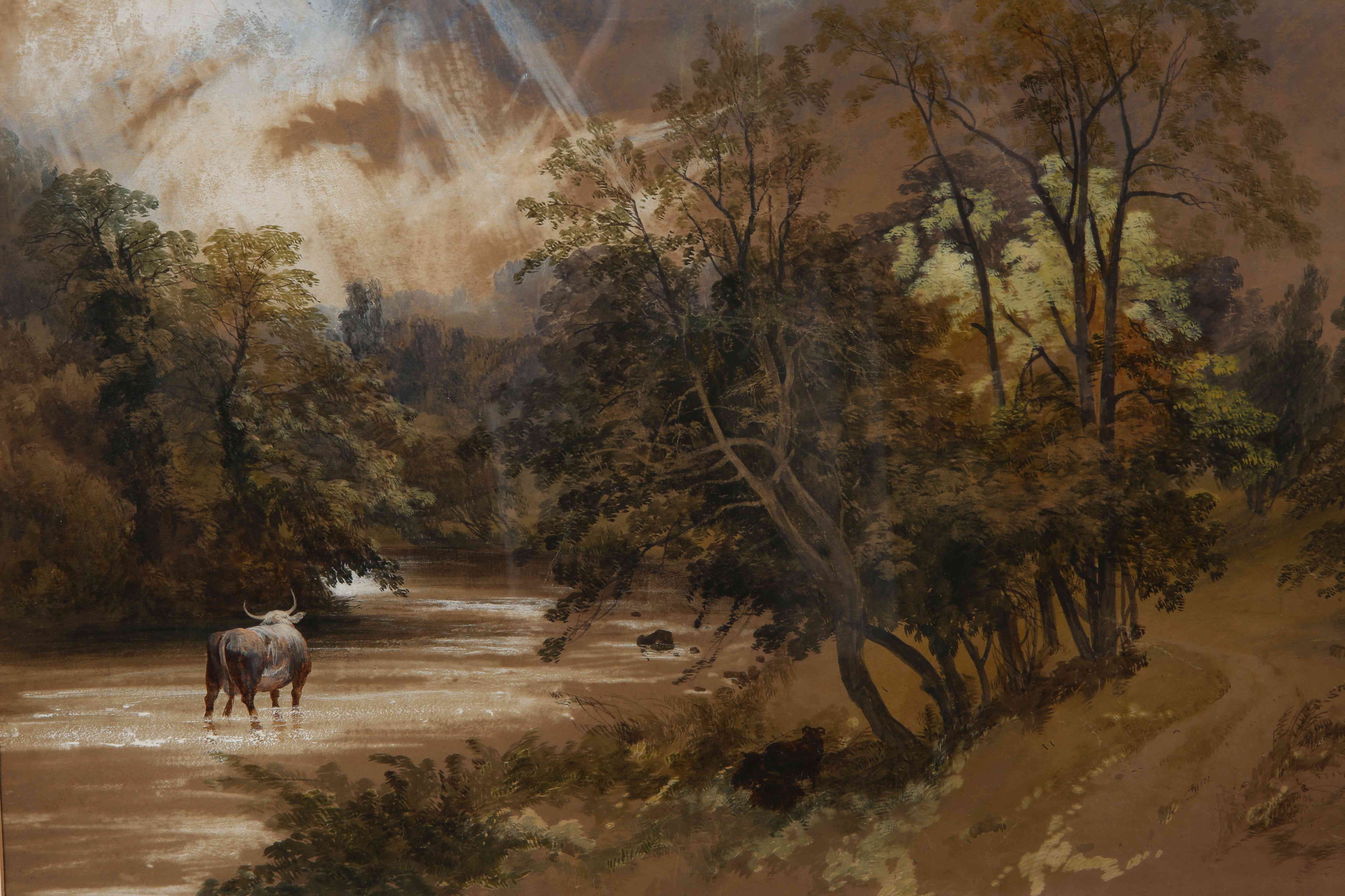 JAMES BURRELL SMITH (1822-1897), BULL IN A RIVER, signed and dated lower left, watercolour, framed, - Image 2 of 2