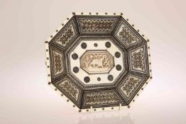A 19th CENTURY INDIAN VIZAGAPATAM DISH, of shaped octagonal form,