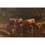 THOMAS BIGELOW CRAIG (AMERICAN, 849-1924), CATTLE AT THE BROOK, signed and dated (18)89 lower right,