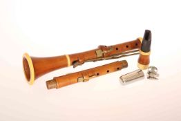A 19th CENTURY IVORY MOUNTED BOXWOOD CLARINET, GOULDING & CO.