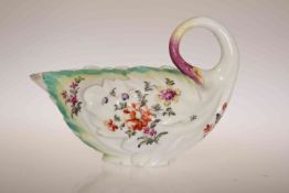A DERBY LETTUCE LEAF MOULDED CREAM JUG, circa 1760, painted with floral sprays.