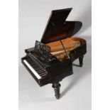 A C. BECHSTEIN EBONISED BABY GRAND PIANO, NO. 34972, raised on faceted legs.