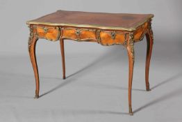 A LOUIS XV STYLE GILT-METAL MOUNTED, KINGWOOD AND LEATHER-INSET BUREAU PLAT,
