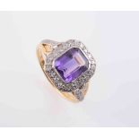 AN AMETHYST AND DIAMOND RING, circa 1890-1900,