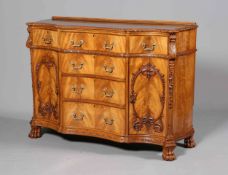 A HANDSOME CHIPPENDALE STYLE MAHOGANY SIDEBOARD, of serpentine outline,