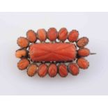 A CORAL BROOCH, circa 1880,