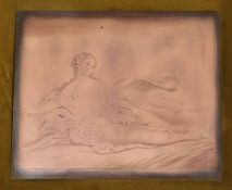 A PAIR OF PRINTER'S COPPER ENGRAVING PLATES OF FEMALE NUDES AFTER BOUCHER, mounted and framed.