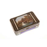 A FINE CONTINENTAL SILVER AND ENAMEL SNUFF BOX, EARLY 20TH CENTURY, rectangular,