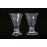 A PAIR OF 18th CENTURY JELLY GLASSES, of tapering hexagonal form, on a stepped circular foot. 9.