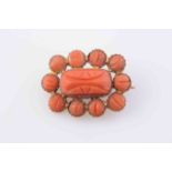 A CORAL BROOCH, circa 1880,