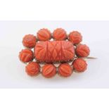 A CORAL BROOCH, circa 1880,