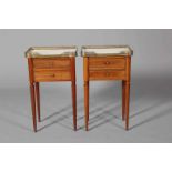 A PAIR OF FRENCH MARBLE TOPPED OCCASIONAL TABLES,