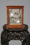 MASON, MIDDLESBROUGH, EARLY 20TH CENTURY MAHOGANY MANTEL CLOCK, the case glazed to the sides,