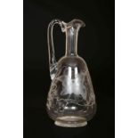 A SMALL STOURBRIDGE ENGRAVED GLASS CLARET JUG, early 19th Century, with panelled neck,