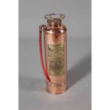 A POLISHED COPPER AND BRASS CHILD'S FIRE EXTINGUISHER,