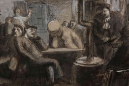 THOMAS RATHMELL (1912-1990), TRANSPORT CAFE, signed lower left, mixed media, framed.