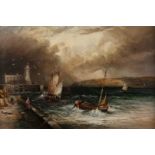 ENGLISH SCHOOL (19TH CENTURY), COASTAL SHIPPING, signed lower right,