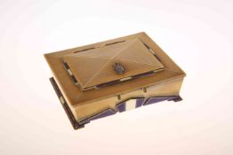 A STYLISH SILVER-GILT AND ENAMEL CIGARETTE BOX IN THE ART DECO TASTE, Mappin & Webb, London, 1934,