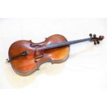 A FRENCH CELLO, with two-piece maple back, and ebony turning pegs, in a modern fitted case.