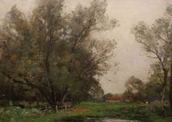 JOHN NOBLE BARLOW (1861-1917), SHERE, SURREY, signed lower right, inscribed verso, oil on canvas,