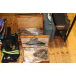 Collection of fishing gear and fly making feathers,