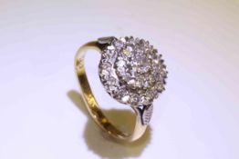 9 carat yellow gold diamond cluster 'pyramid' ring