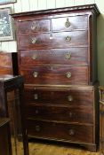 George III mahogany chest on chest, the upper section having two short above three long drawers,