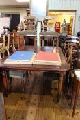 Rectangular mahogany dining table and six balloon back dining chairs (table 182cm long)