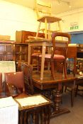 Two oak draw leaf tables and two pairs of chairs (6)