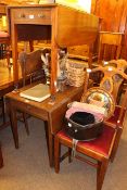 Two Georgian mahogany Pembroke tables, pair Edwardian dining chairs, model cars, ship models, jug,