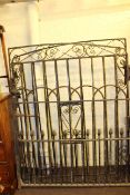 Pair arched wrought iron drive gates and cast iron gate (3)